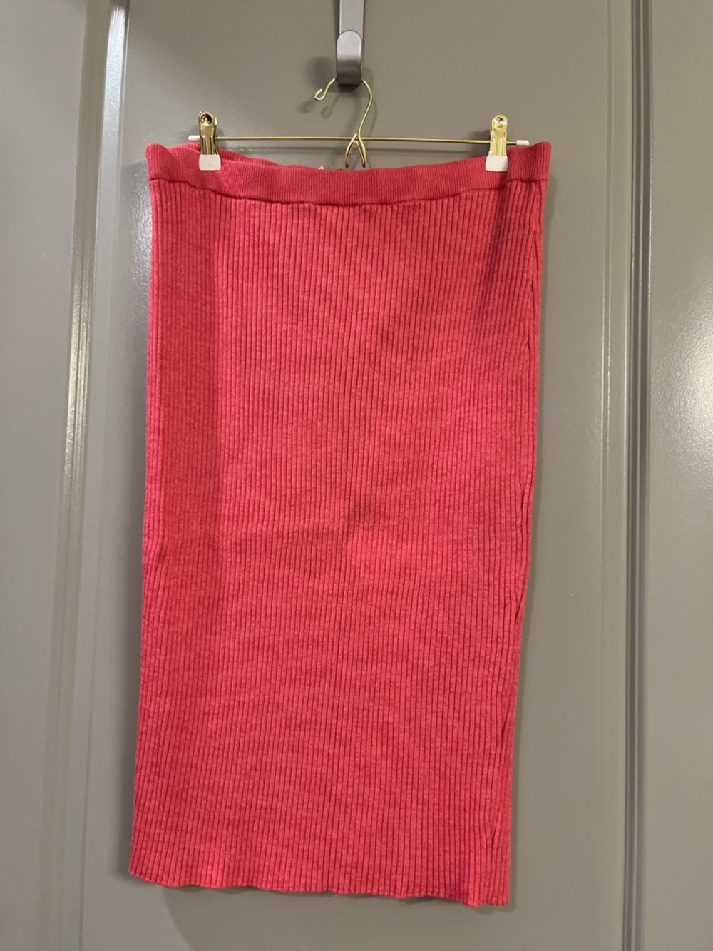 Nordstrom Ribbed Pencil Midi Skirt in Coral Pink